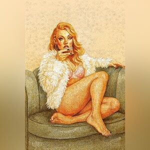 Vintage Glamour Wall Art – Blonde Pin-Up with Whiskey Glass (Print Only)